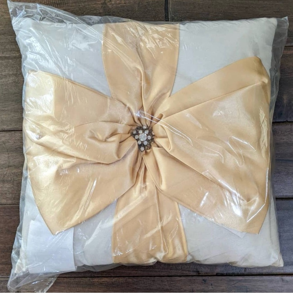 Elegant Cream and Gold Decorative Pillow